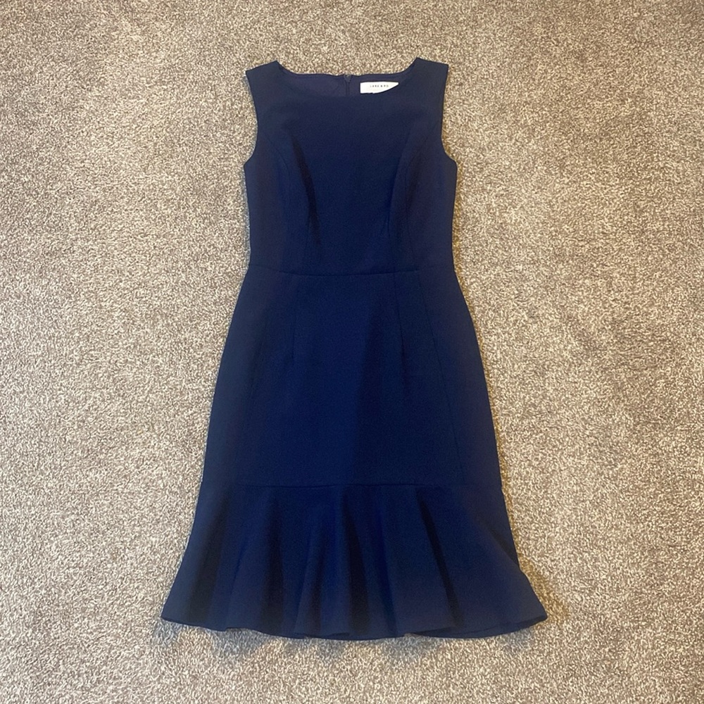 Tailored Lark & Ro Navy Blue Flouncy Work Dress